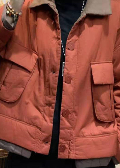 Original Design Red Pockets Fine Cotton Filled Coat Winter