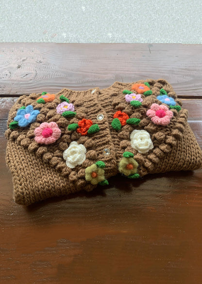 Brown Button Cozy Patchwork Cotton Knit Coats Winter