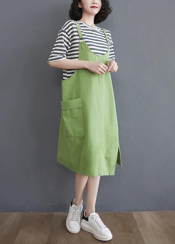 Two Piece Summer New Strap Skirt + Striped T-shirt