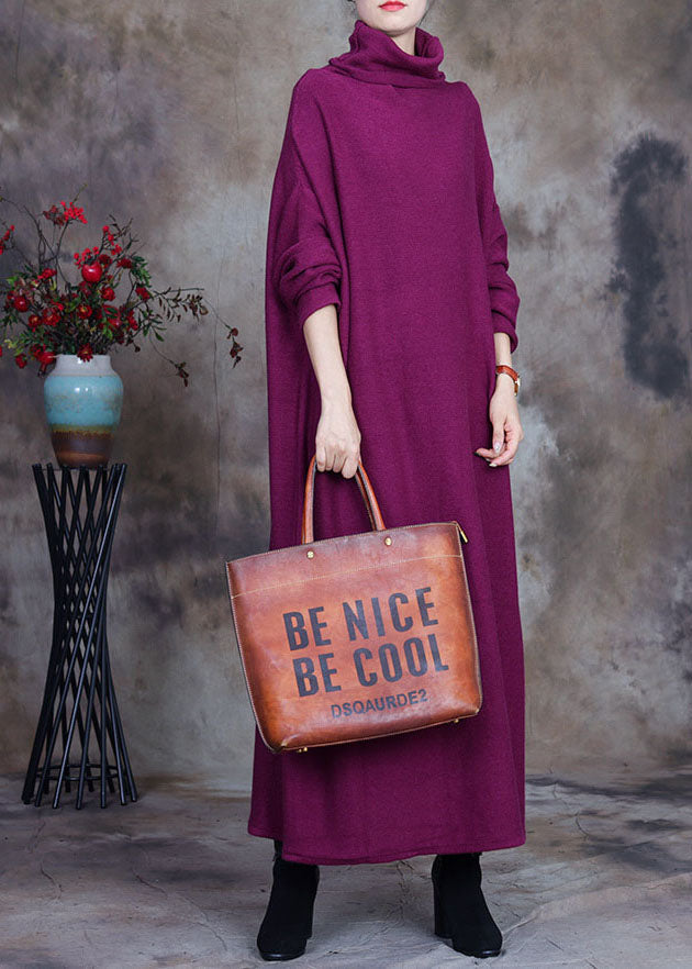 Purple Red Loose Knit Holiday Dress Spring