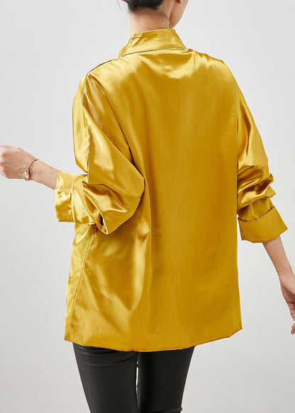Chinese Style Yellow Print Silk Jackets Spring