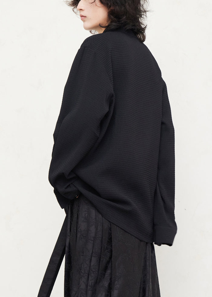 Black Tie Lace Shirts Lantern Sleeve