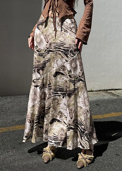 Print High Waist Cotton Skirt Summer