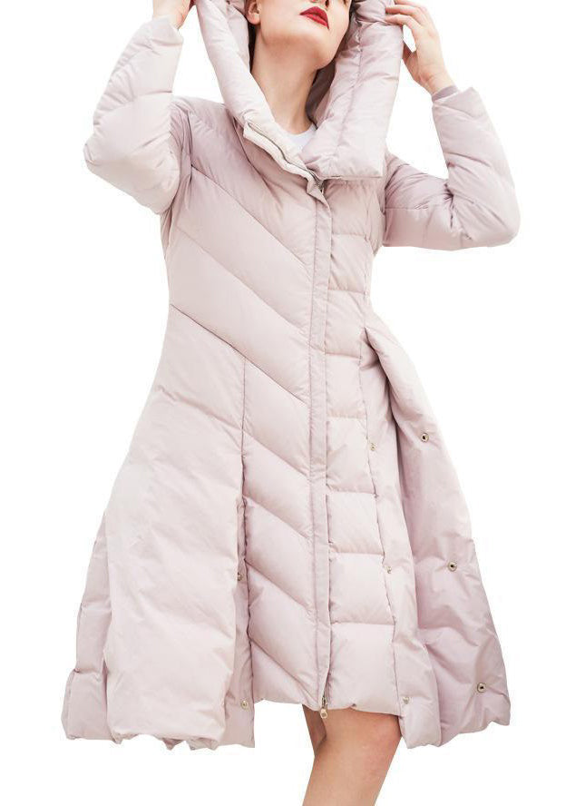 Black Hooded Asymmetrical Button Cotton Blend Coat Winter