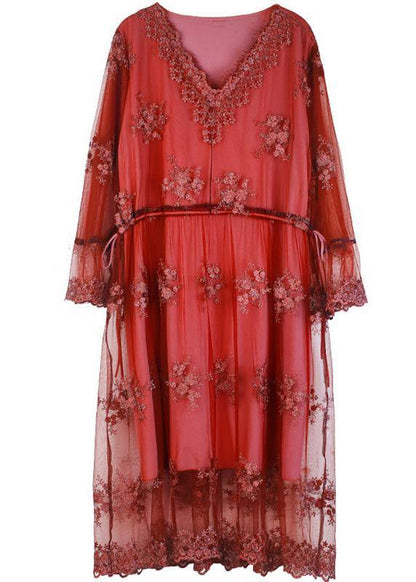 Mulberry V Neck Petal Sleeve Mini Summer Lace Dress