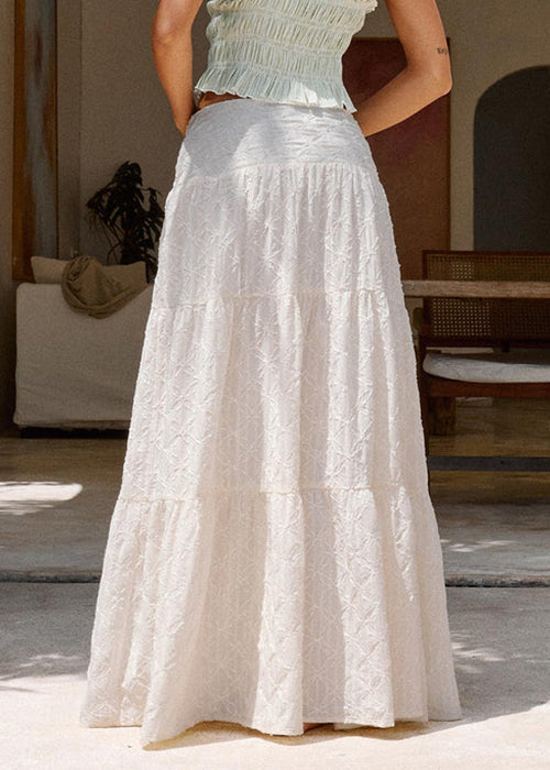 Beige Side Open High Waist Cotton Skirts Summer