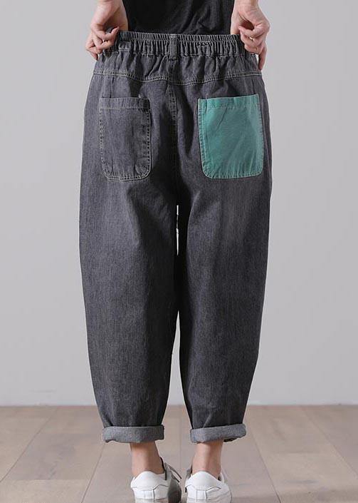 Black Patchwork Jeans Summer Cotton