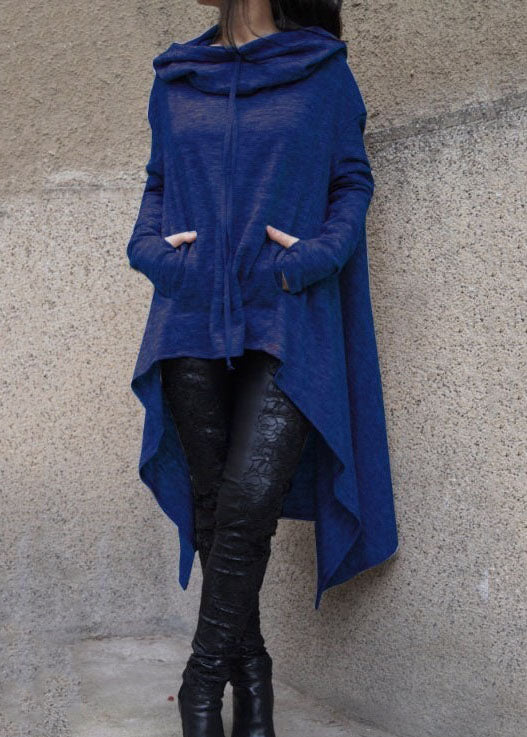 Mulberry Hooded Asymmetrical Cotton Pullover Spring
