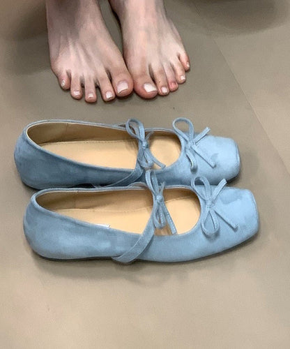 Bow Splicing Flat Feet Shoes Yellow Suede