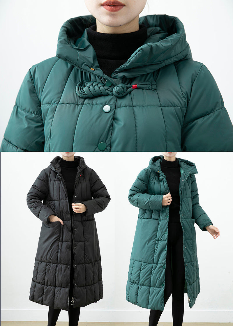 Black Oversized Fine Cotton Filled Jacket in Winter Hooded Big Pockets
