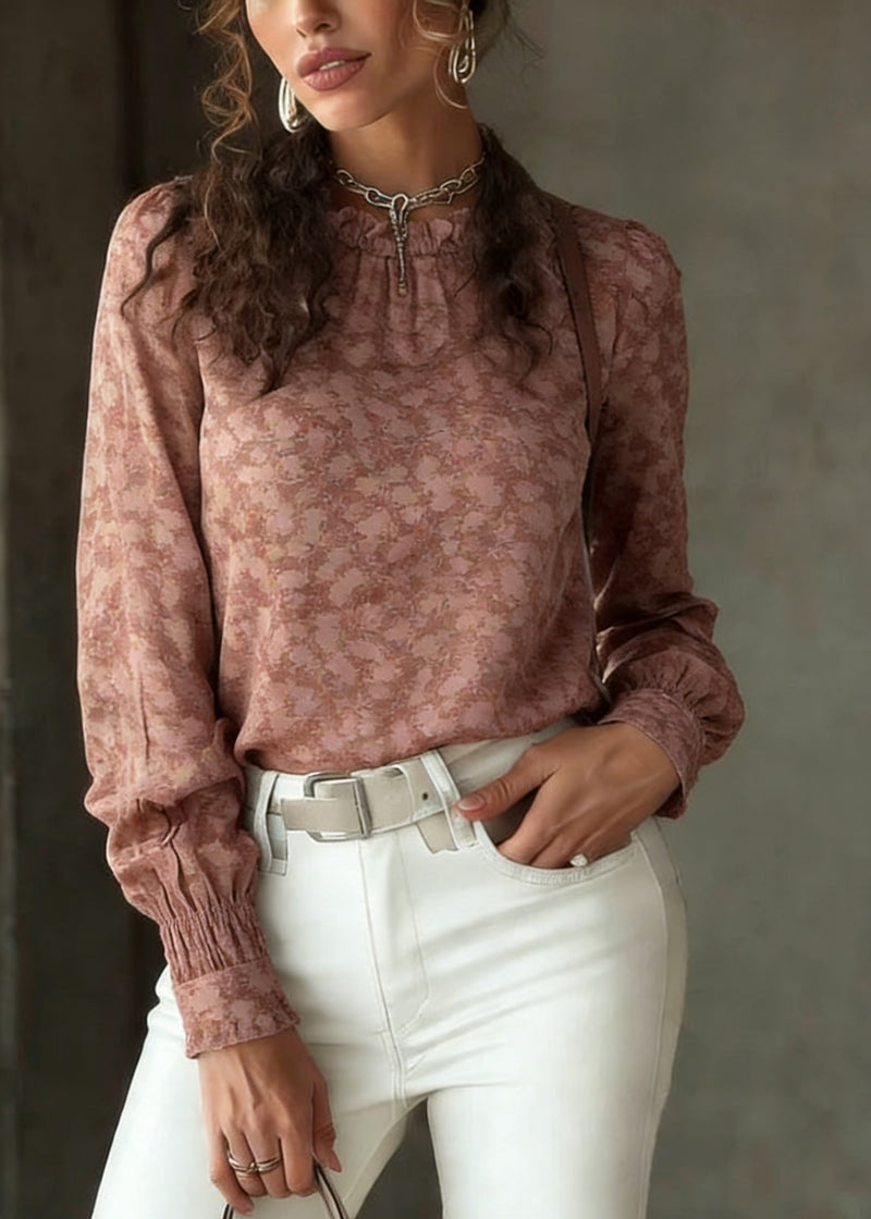 Ruffled Patchwork Print Shirt Spring