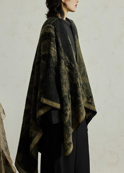 Ginger Print Knit Shawl Batwing Sleeve