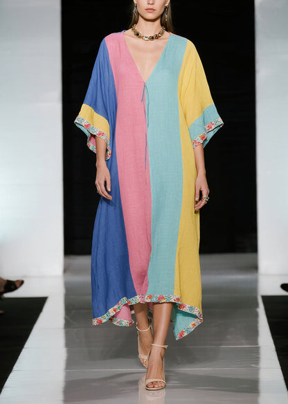 Colorblock Oversized Cotton Holiday Dress Summer