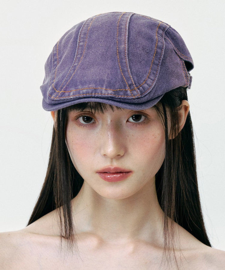Street Purple Denim Breton Hat