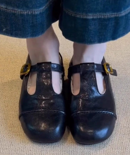 Black Loafers Sheepskin Comfy Splicing Fuzzy Wool Lined