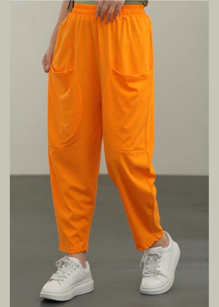 Orange Pockets Harem Pants Summer