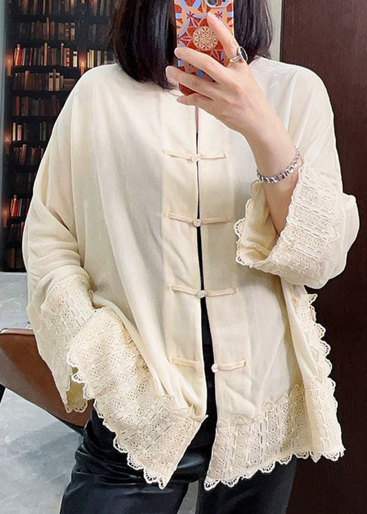 White Button Silk Velour Coats Long Sleeve