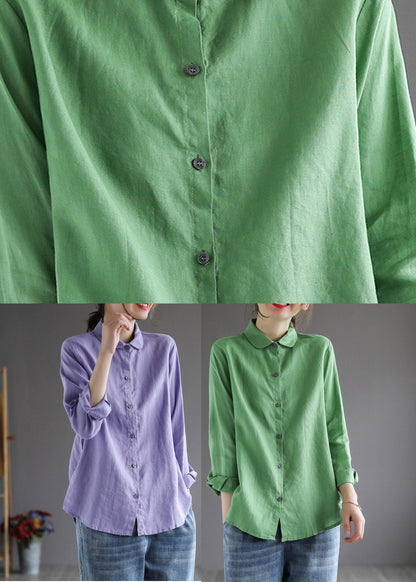 Purple Peter Pan Collar Button Shirt Long Sleeve