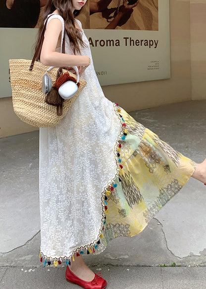 Style Embroidered Tassel Sleeveless Two Pieces Set