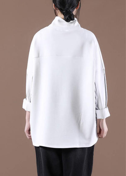 White Unique Zipper Stylish Spring Tops