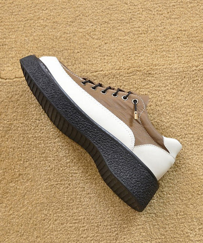 Beige Faux Leather Splicing Comfortable Loafers for