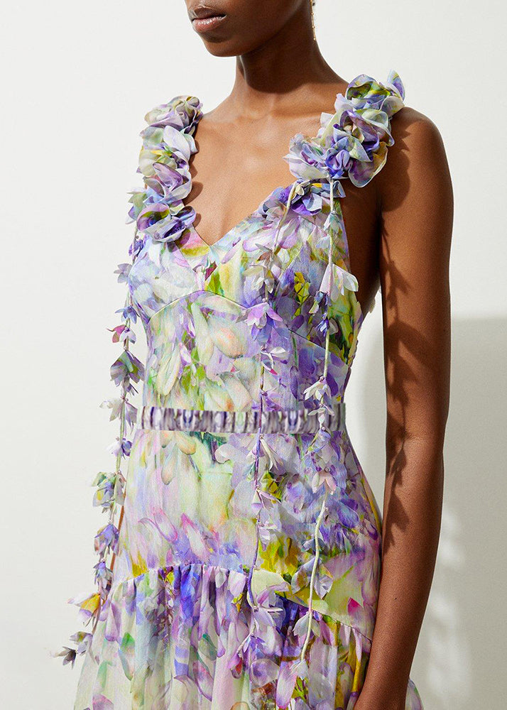 V-neck Print Patchwork Bodysuit and Maxi Skirts Lingerie Set