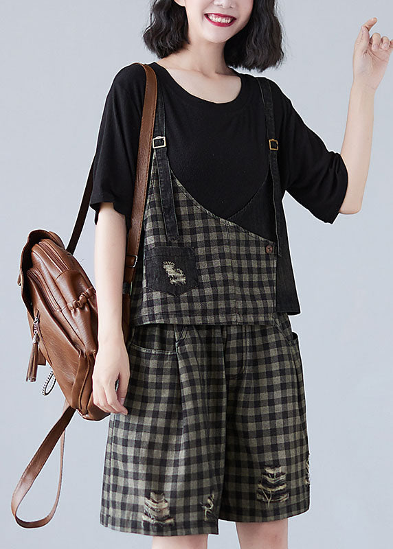 Black Plaid Patchwork Fall Two Piece Set Clothing