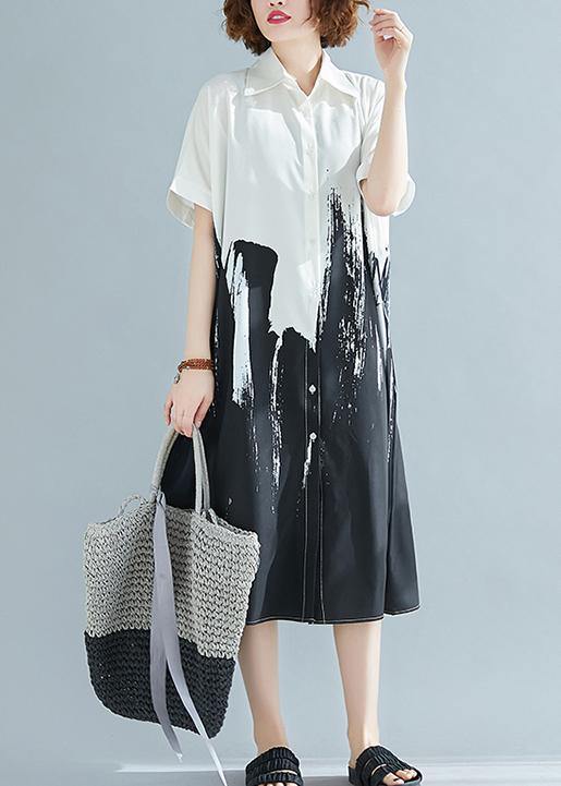 Modern Lapel Cotton Clothes for Work Outfits Green Texture Dress