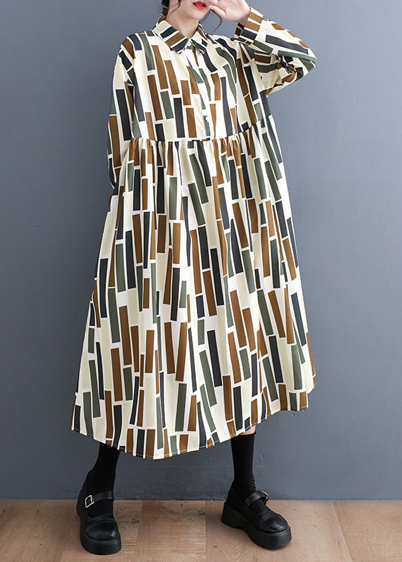 Diy Apricot Oversized Striped Cotton Vacation Dresses Spring