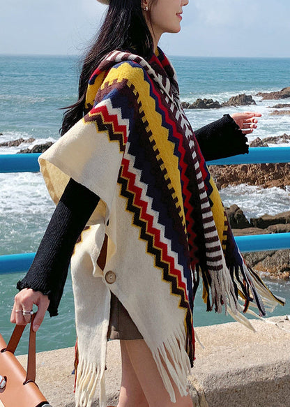 Style Red Hooded Cape Style Shawl Coat