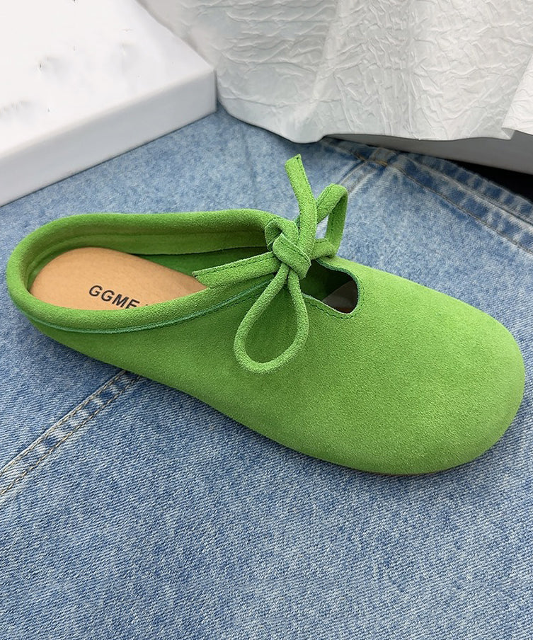 Comfy Green Suede Splicing Slippers Lace Up