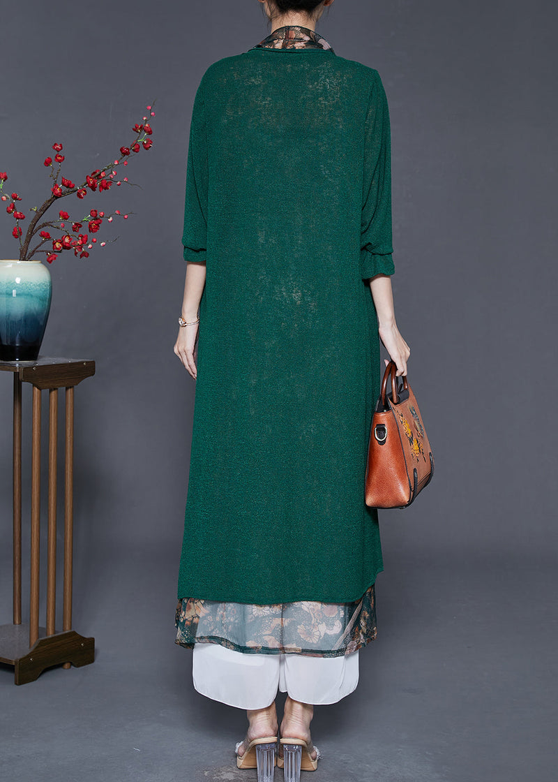 Green Oversized Patchwork Silk Cardigan Summer