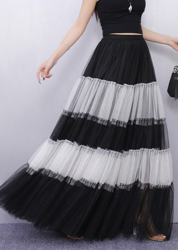 Colorblock Exra Large Hem Patchwork Tulle Skirt Summer
