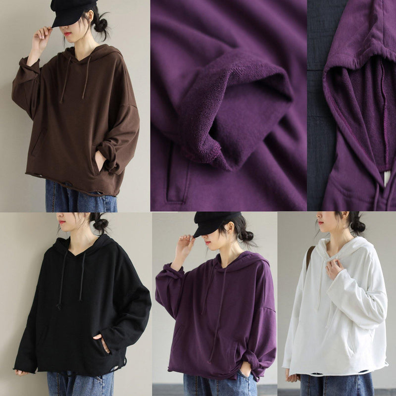 Hooded Hole Spring Top Silhouette Photography Purple Blouses