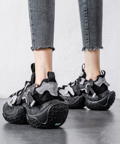 Yellow Platform Shoes Suede Splicing Lace Up