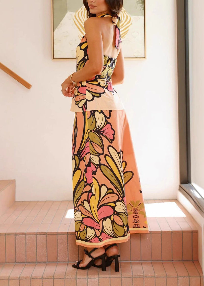 Cold Shoulder Top and Maxi Skirts Two Piece Set Sleeveless