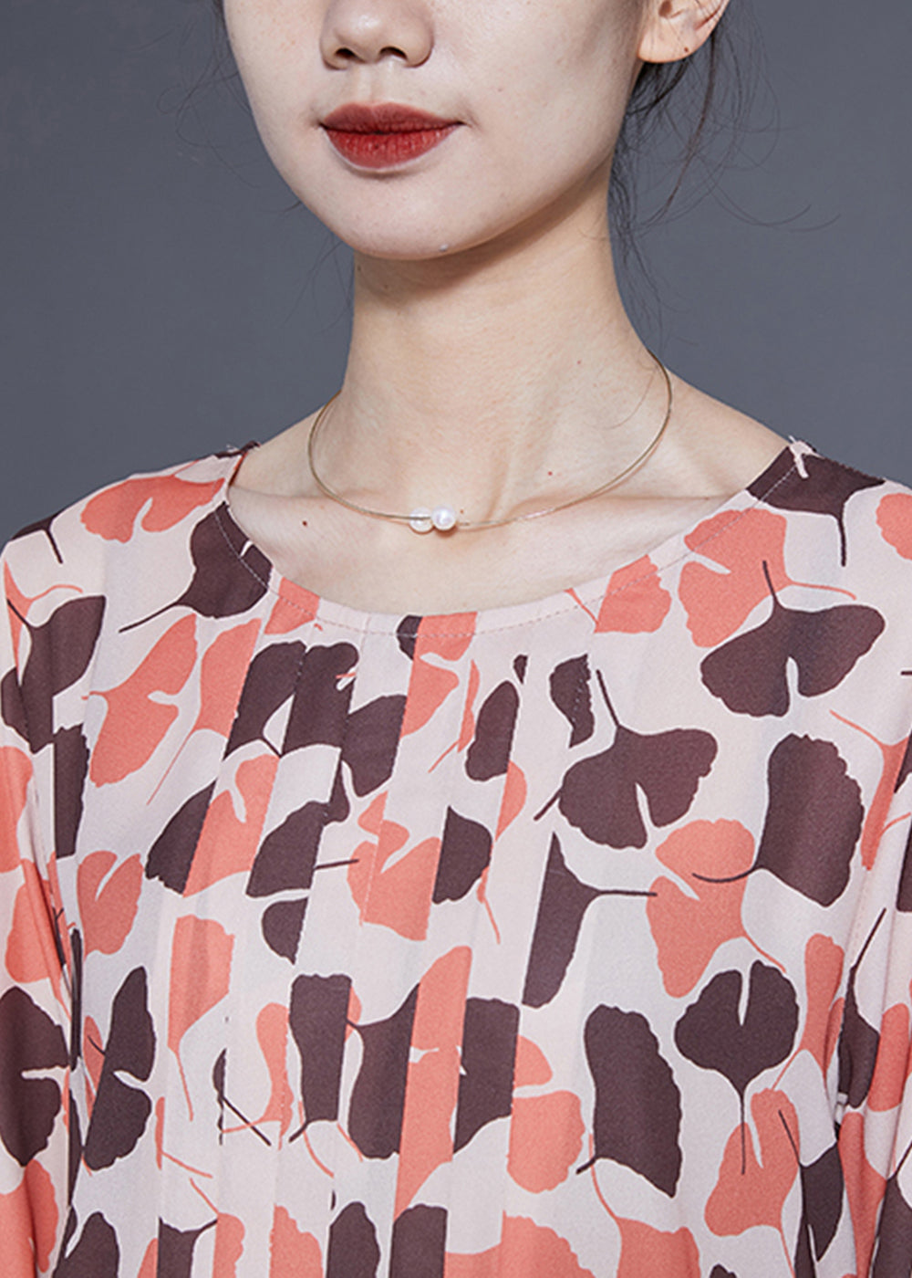 Orange Oversized Print Exra Large Hem Silk Pleated Dress Spring