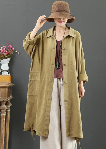 Lapel Pockets Spring Coat Khaki Clothing Outwear