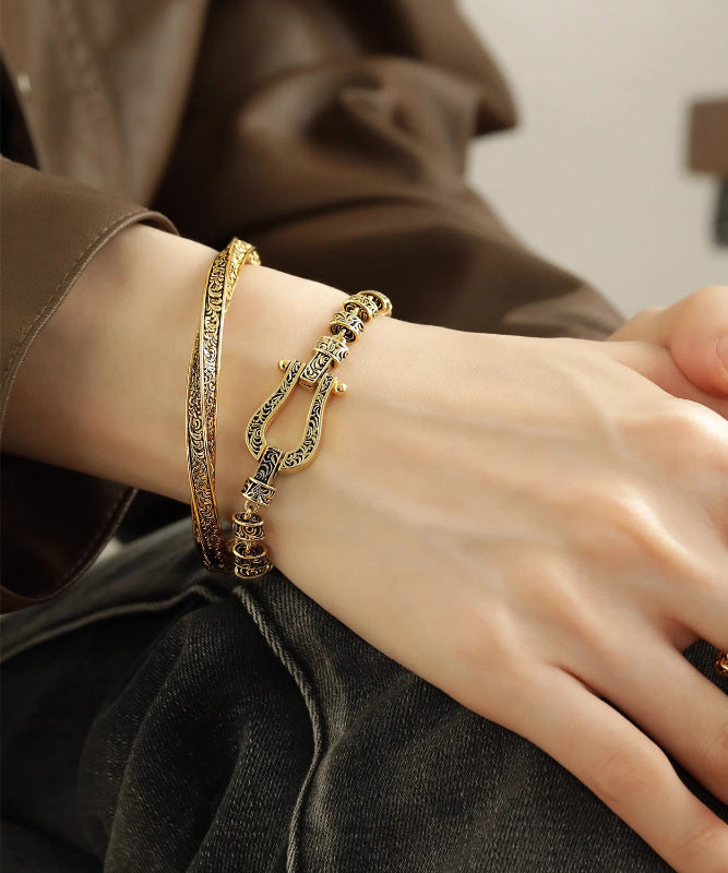 Gold Antique Gold Bangles Two Piece Set