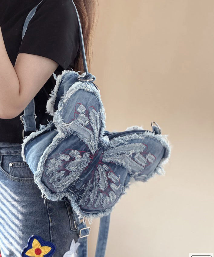 Tasseled Butterfly Shape Denim Backpack Bag