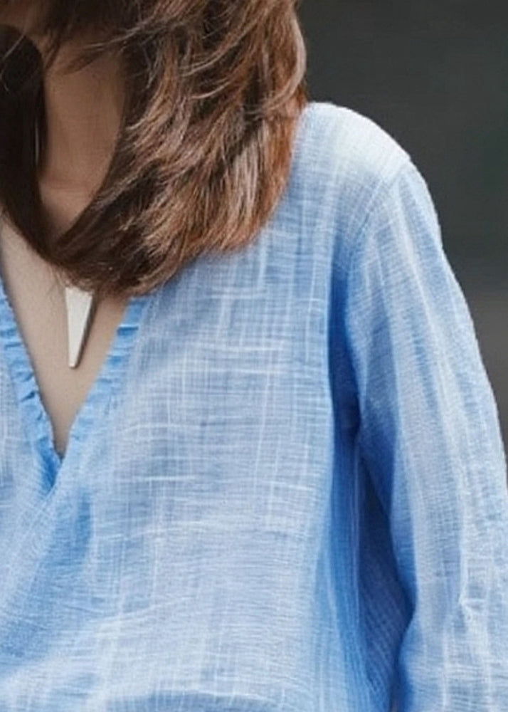 Blue V Neck Shirt Fall