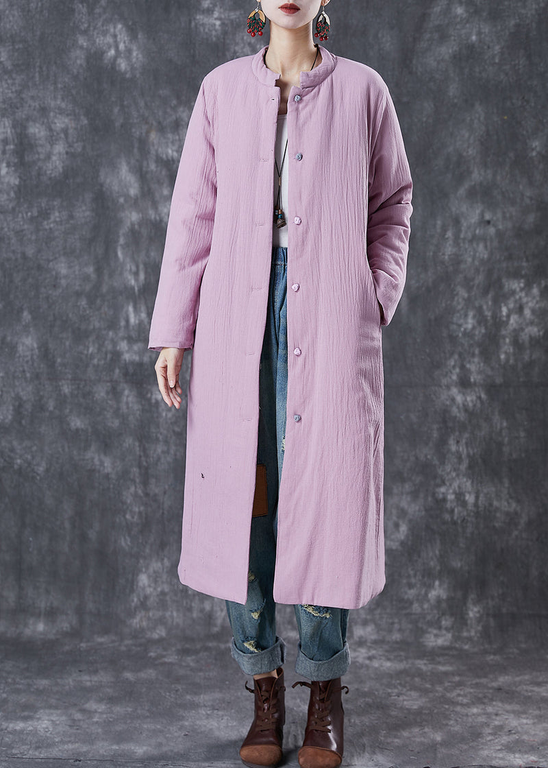 Purple Pockets Thick Fine Cotton Filled Long Coats Winter