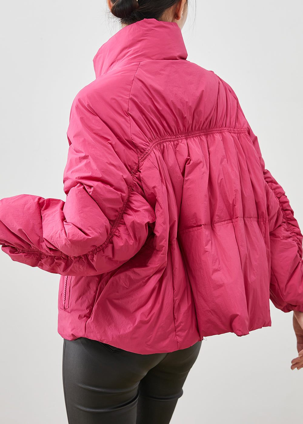 Rose Zip Up Wrinkled Duck Down Down Coat Winter