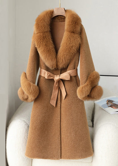 French Coffee Button Pockets Patchwork Woolen Coats Winter