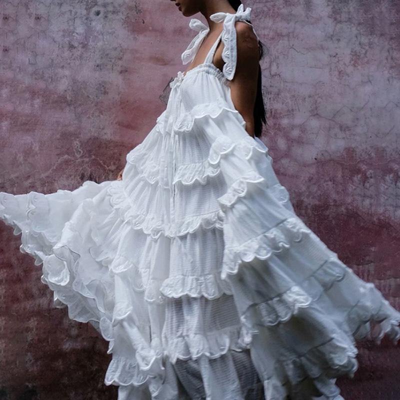 Patchwork Ruffles Yellow for Off Shoulder Sleeveless Oversized Dresses