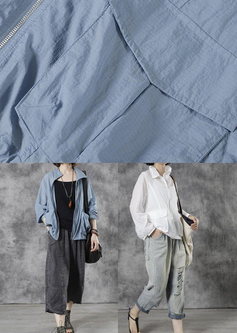 Italian White Loose Pockets Fall Tops Long Sleeve