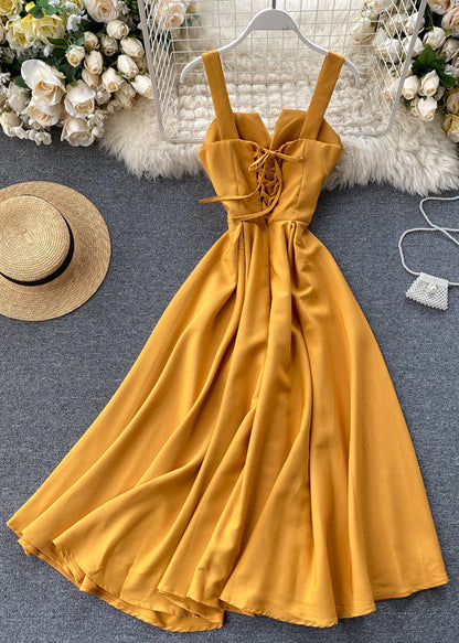 Slim Fit Green Cold Shoulder Cotton Spaghetti Strap Dress Sleeveless