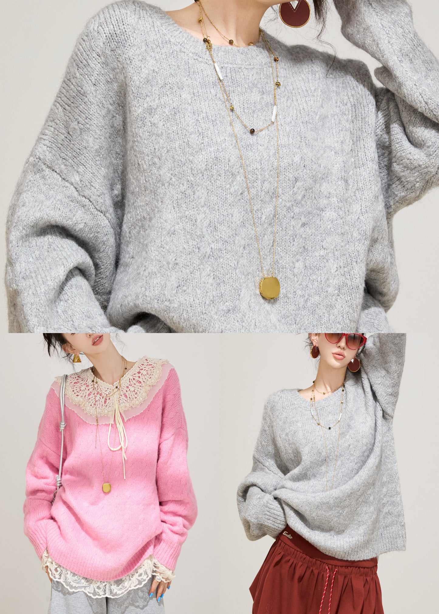 Rose Oversized Thick Knit Pullover Winter