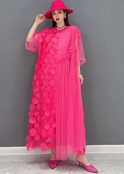 Red Asymmetrical Patchwork Tulle Long Dress Vestidos Summer