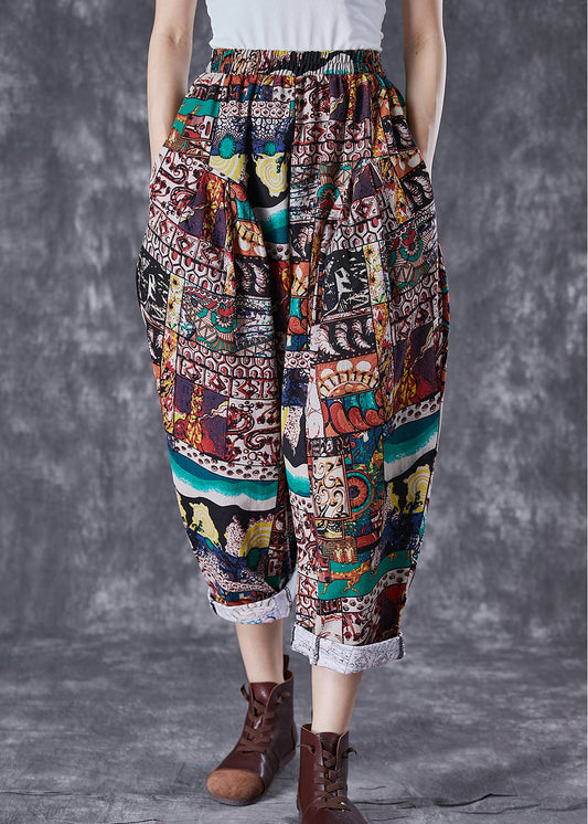 Chocolate High Waist Oversized Print Cotton Pants Summer
